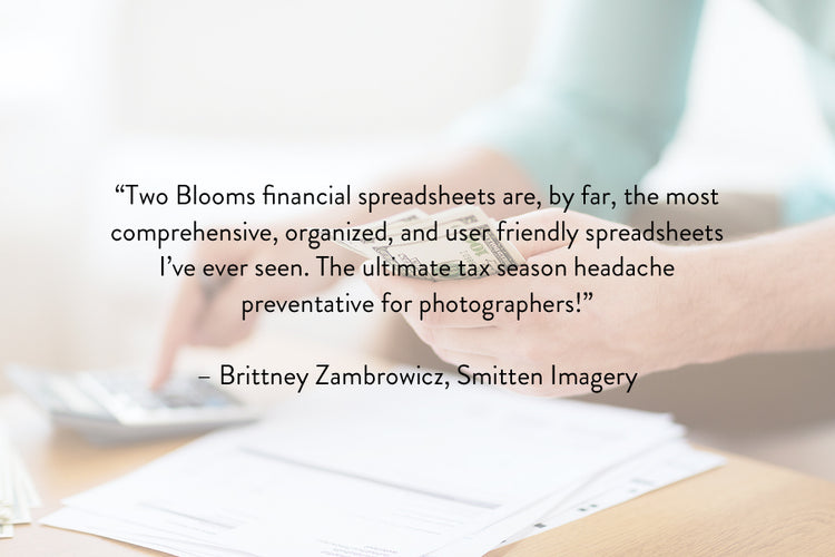 Financial spreadsheets for photographers